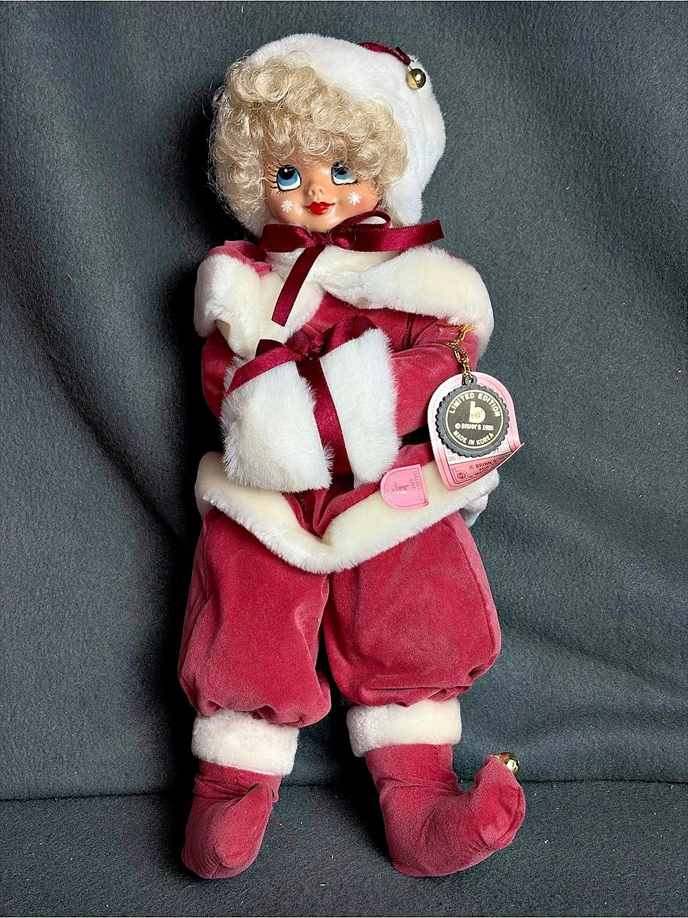 Vintage Brinn’s 1986 January Calendar Clown Doll Winter Wonderland Tags COA